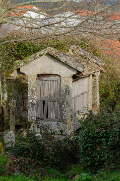 Traditional structure in Galicia for the storage of grain, horreo. Spain.
