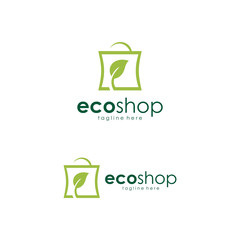 vector logo shopping bag with leaf combination