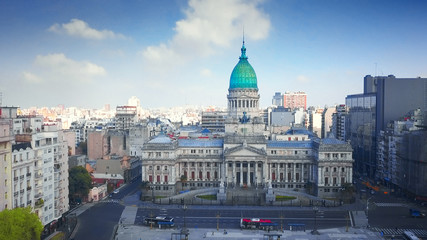Vue aérienne du bâtiment du Congrès dans la ville de Buenos Aires en Argentine