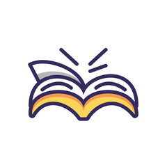 opened book icon, colorful line and fill style