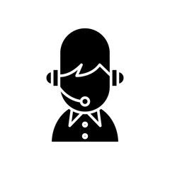 Operator asisstance black icon, concept illustration, vector flat symbol, glyph sign.