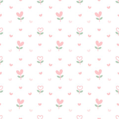 Heart flowers seamless pattern background
