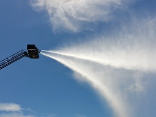 Water Cannons with Blue Sky