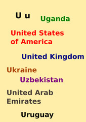 Fototapeta premium Countries beging with U 