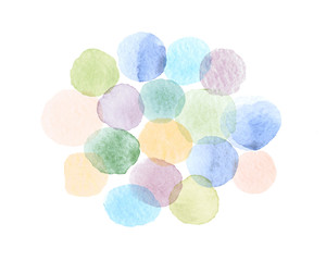 Abstract composition. Transparent texture.  Watercolor colorful hand-painted circle isolated on a white.  Illustration for greeting cards, invitations, blogs, posters, quote .
