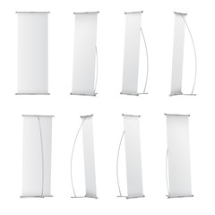 Indoor Blank L-Stand Banner for design presentation. Vector illustration on white background