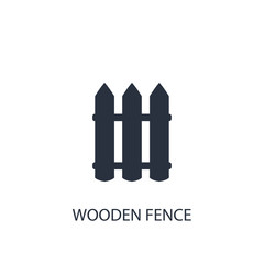 Wooden fence icon. Simple real estate element illustration.