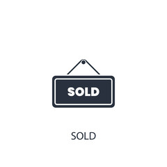 Sold sign icon. Simple real estate element illustration.