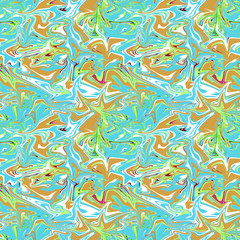 Hand drawn texture with liquid paint. Turquoise abstract marble seamless pattern background, interesting structure. Background for design, laptop screen