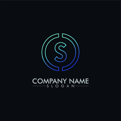 company logo vector of the letter S with line on dark background