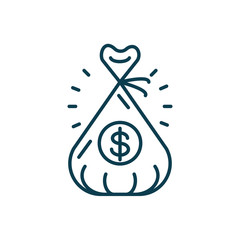 money bag icon, line style