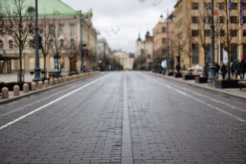 Fototapeta na wymiar Vilnius city center blurred background