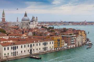 Obraz premium Aerial view of Basilica della Salute and Giudecca Channel, Venice, Italy