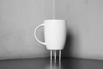 empty coffee cup on wooden table