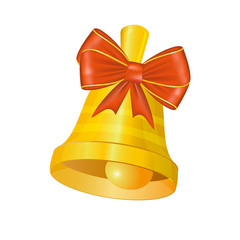 Christmas or school bell with a bow. Vector illustration.