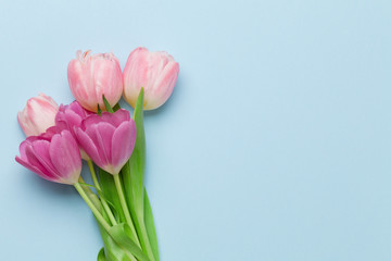 Easter greeting card with spring tulips