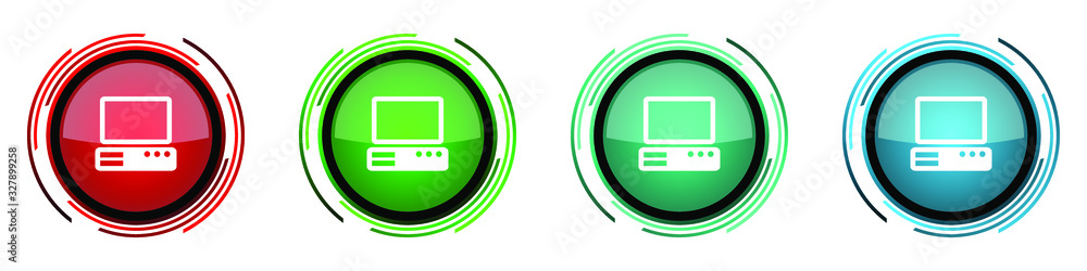 Aufkleber computer round glossy vector icons, set of buttons for webdesign, internet and mobile phone applicat