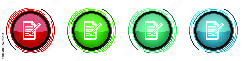 Leinwandbilder Subscribe round glossy vector icons, set of buttons for webdesign, internet and mobile phone applications in four colors options isolated on white background