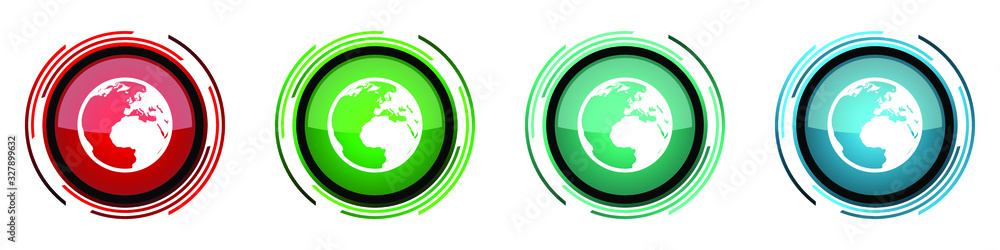 Aufkleber earth round glossy vector icons, set of buttons for webdesign, internet and mobile phone application