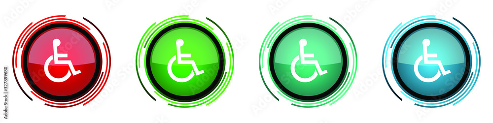 Aufkleber wheelchair round glossy vector icons, set of buttons for webdesign, internet and mobile phone applic