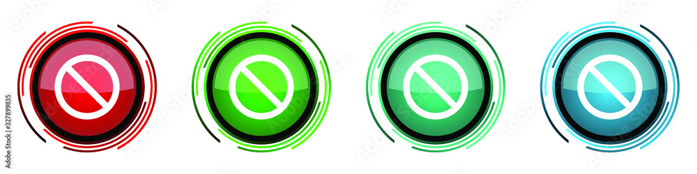 Aufkleber Access denied round glossy vector icons, set of buttons for webdesign, internet and mobile phone applications in four colors options isolated on white background