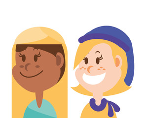 cute girls smiling on white background