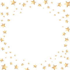 Obraz premium watercolor hand drawn golden stars round frame on white background