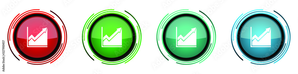 Poster histogram round glossy vector icons, set of buttons for webdesign, internet and mobile phone applica