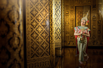 Art culture Thailand Dancing in masked khon in literature ramayana,thailand culture Khon,Thailand 