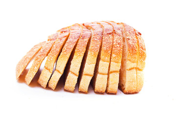 sliced bread on a white background