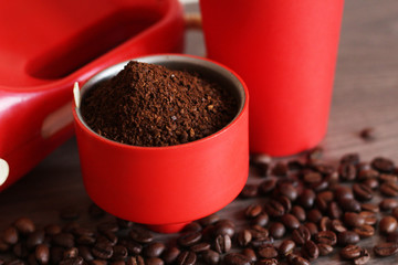 Red Coffee Mill so close, early morning 