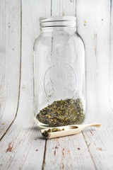 Herbal tea in mason jar