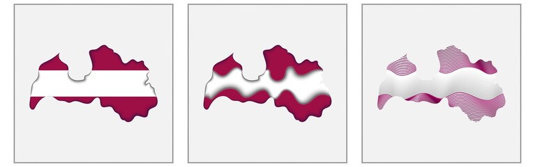 Latvia coloring the map and concept flag. Vector