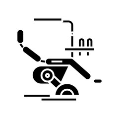 Patients chair black icon, concept illustration, vector flat symbol, glyph sign.