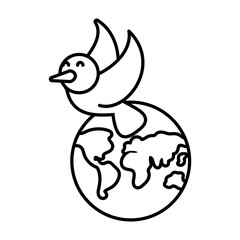 planet earth with a dove on white background