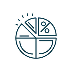 graphic pie chart with percentage symbol, line style