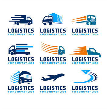 set logistics transportation logo vector, Fast delivery concept icon. Simple one colored shopping element illustration. Vector symbol design from store collection.