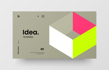Creative horizontal website screen part for responsive web design project development. Abstract geometric pattern banner layout mock up. Corporate landing page block vector illustration template.