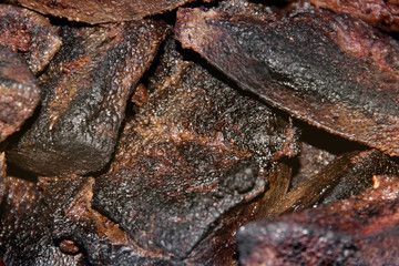 Background from food. Fried liver. Close up