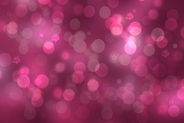 Abstract gradient of pink violet pastel background texture with glowing circular bokeh lights and stars. Beautiful colorful spring or summer backdrop.