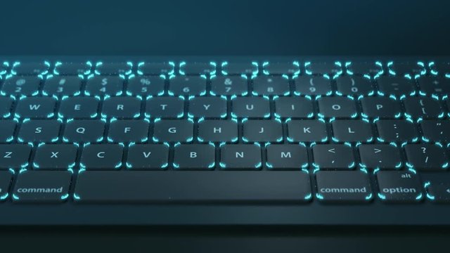 computer keyboard with binary code coming from the keys, concept of computer data, hacker, global communication (3d render)