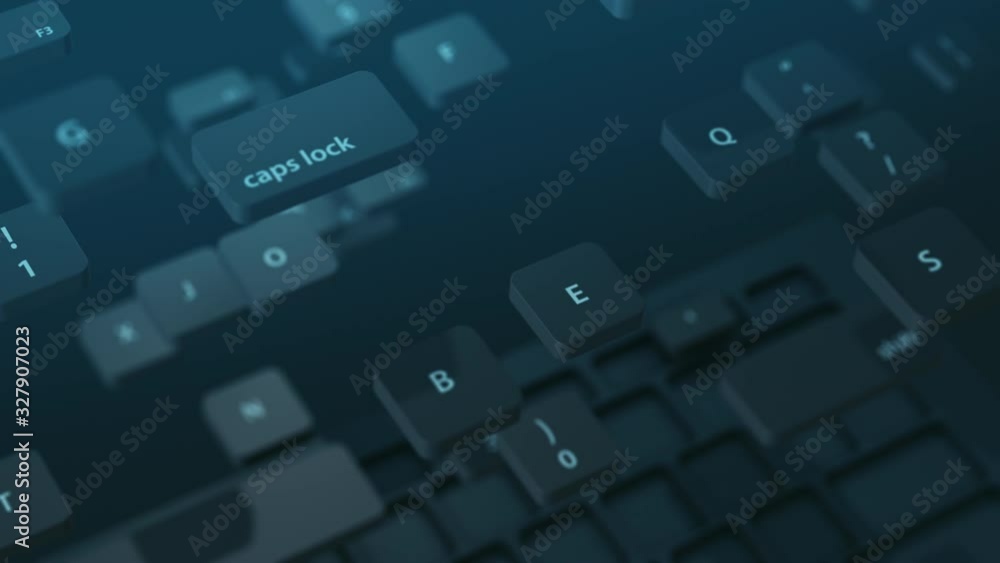Poster close up of a computer keyboard that assemble itself (3d render)