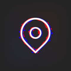 Pin glytch icon. Simple thin line, outline vector of web icons for ui and ux, website or mobile application