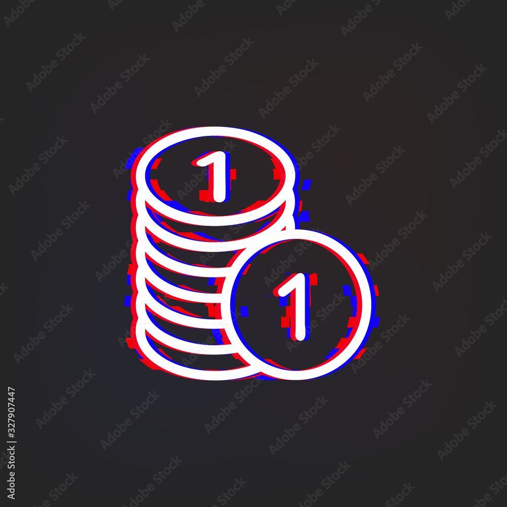Poster Penny in a pile glytch icon. Simple thin line, outline vector of web icons for ui and ux, website or mobile application