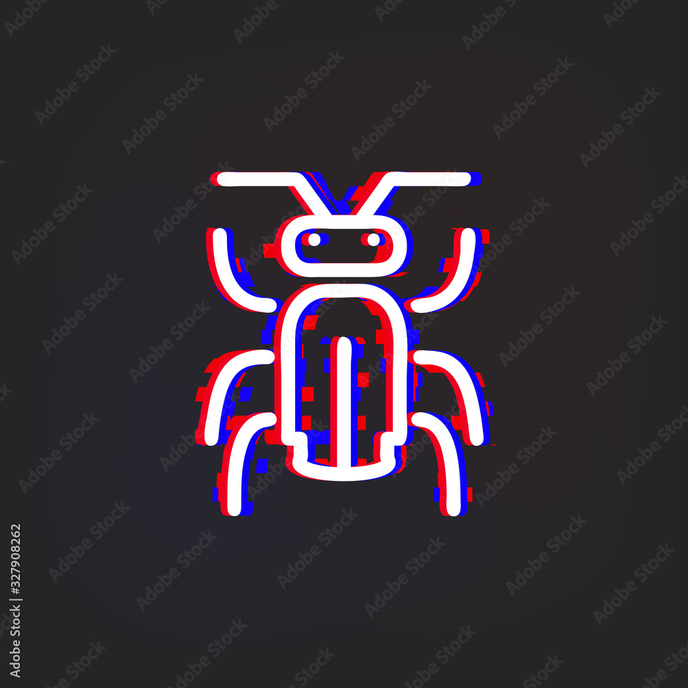 Poster insect glytch icon. simple thin line, outline vector of web icons for ui and ux, website or mobile a