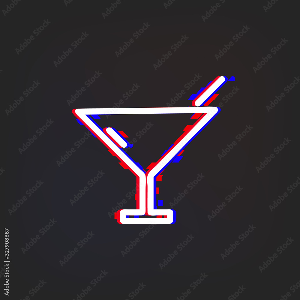 Poster cocktail glass glytch icon. simple thin line, outline vector of web icons for ui and ux, website or 