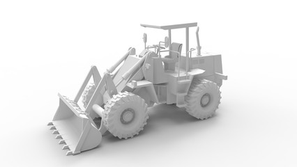 Fototapeta na wymiar 3D rendering of a shovel machine excavator isolated on white background