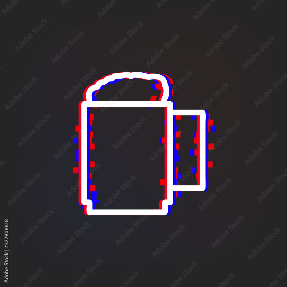 Poster beer mug glytch icon. simple thin line, outline vector of web icons for ui and ux, website or mobile