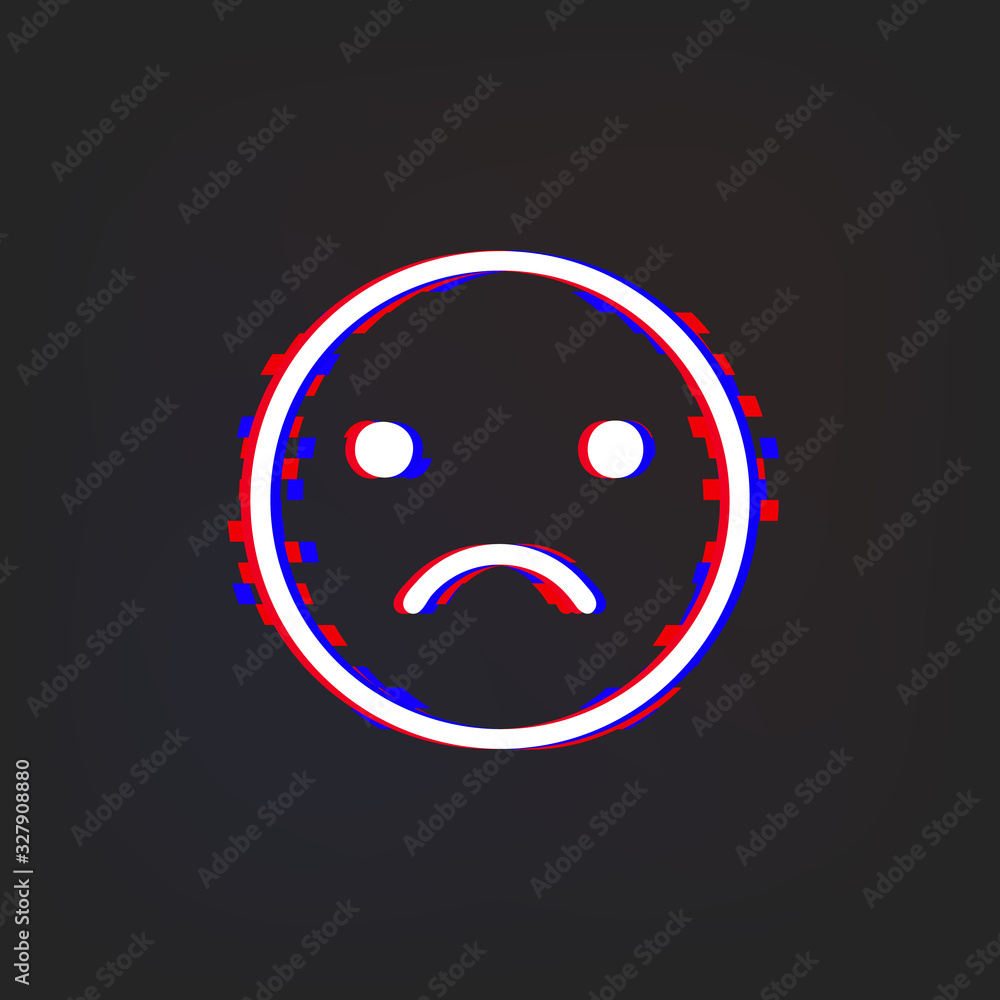 Poster emotionally upset glytch icon. simple thin line, outline vector of web icons for ui and ux, website 