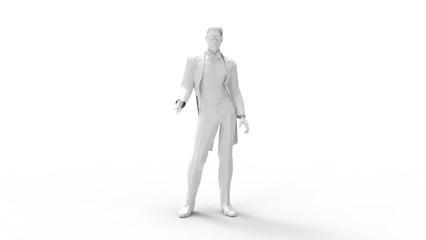 3D rendering macho man posing trendy style model isolated on white